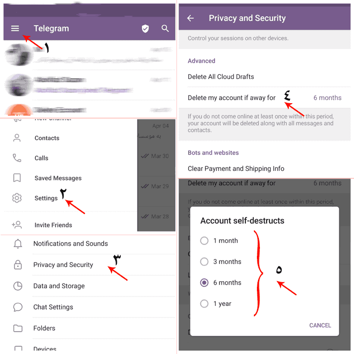 delete telegram android
