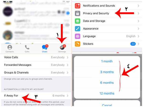delete telegram iphone